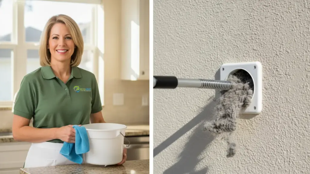 Service professional showcases dryer vent cleaning and home maintenance solutions.