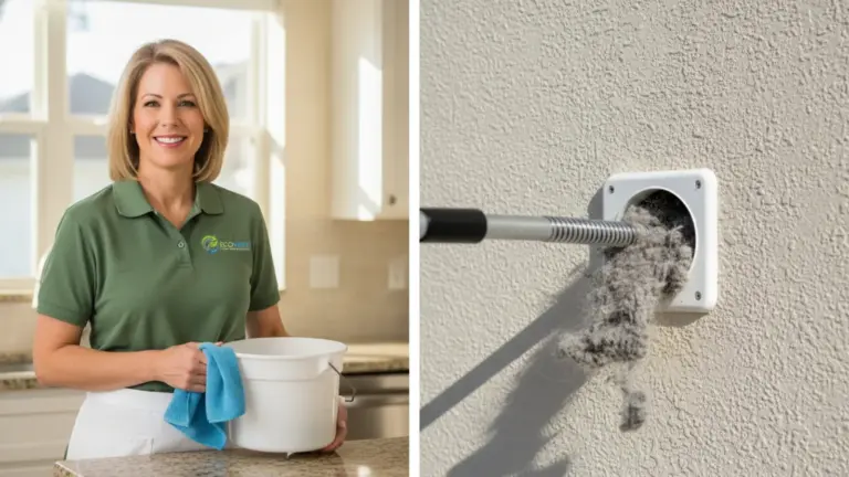 Service professional showcases dryer vent cleaning and home maintenance solutions.